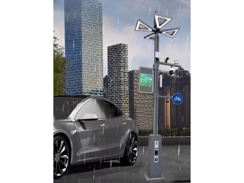 Pole-integrated AC EV charger on a smart lamp post